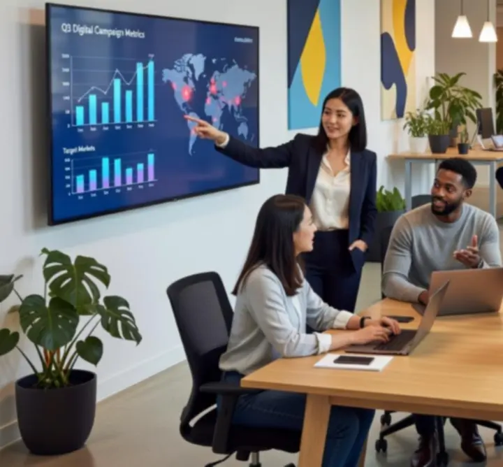 Zespół agencji marketingowej pracujący nad kampanią